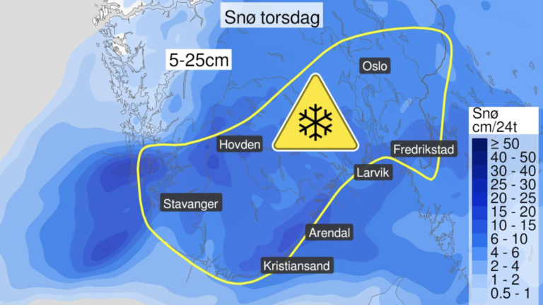 Mapa meteorologiczna z zapowiedzią opadów śniegu.